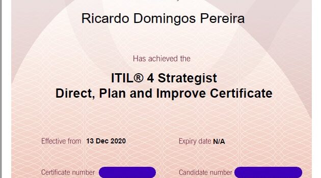 Oficialmente certificado como ITIL 4 Strategist: Direct, Plan and Improve